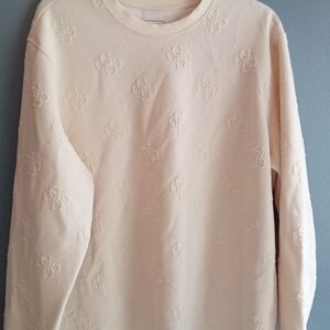 Cream Textured Crewneck Long Sleeve Sweatshirt